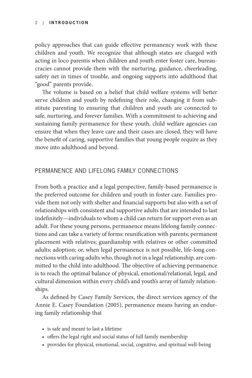 Achieving Permanence for Older Children and Youth in Foster Care page 2