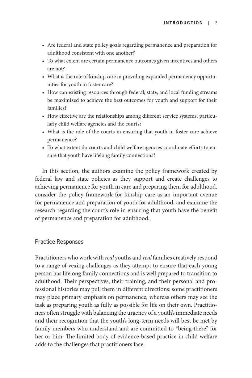 Achieving Permanence for Older Children and Youth in Foster Care page 7