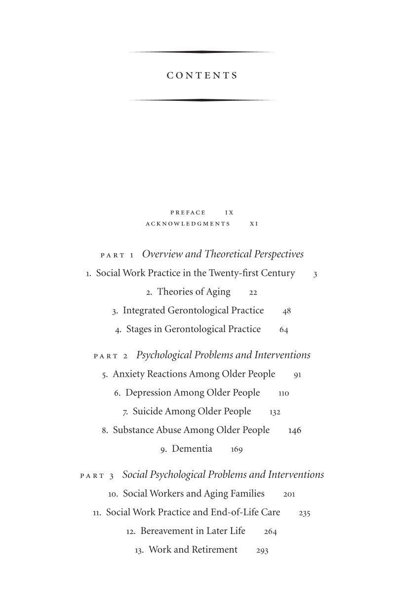 Gerontological Practice for the Twenty-first Century: A Social Work Perspective page vii