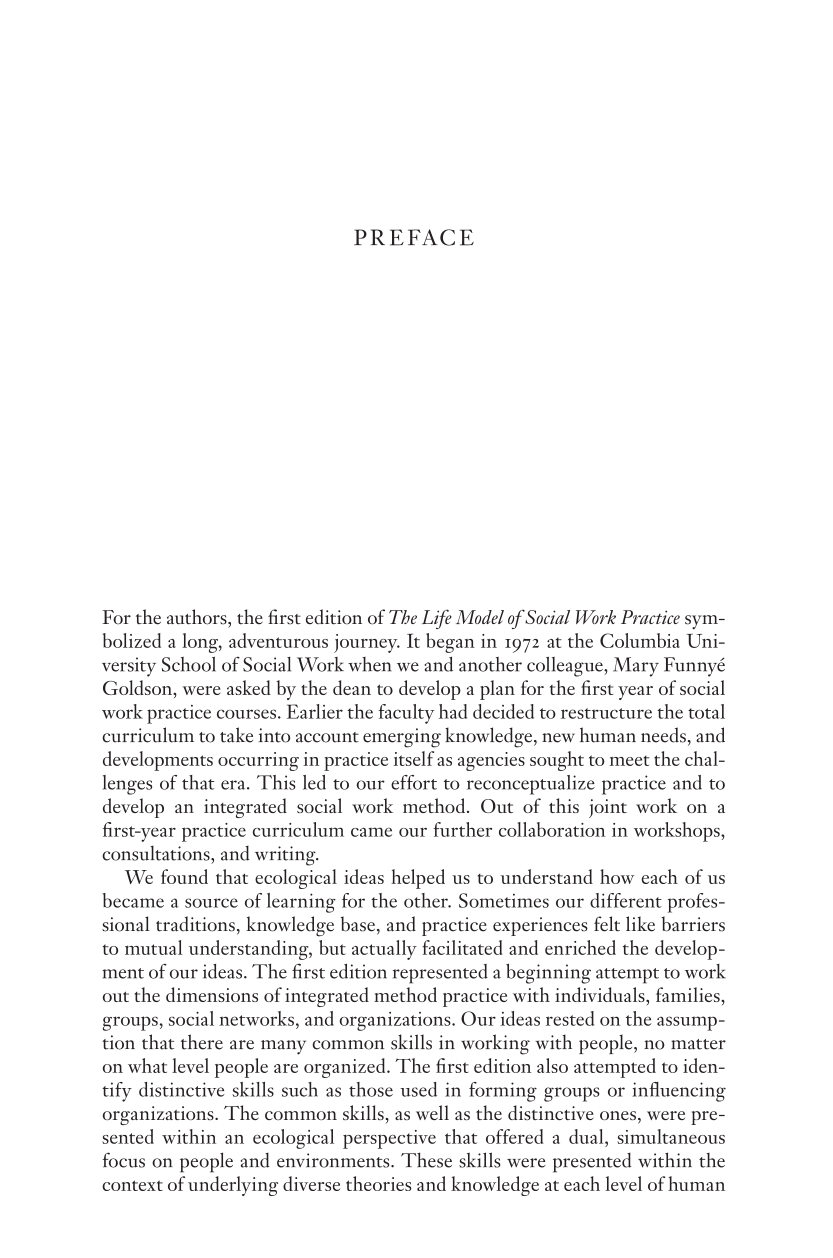 The Life Model of Social Work Practice: Advances in Theory and Practice, Third Edition page ix