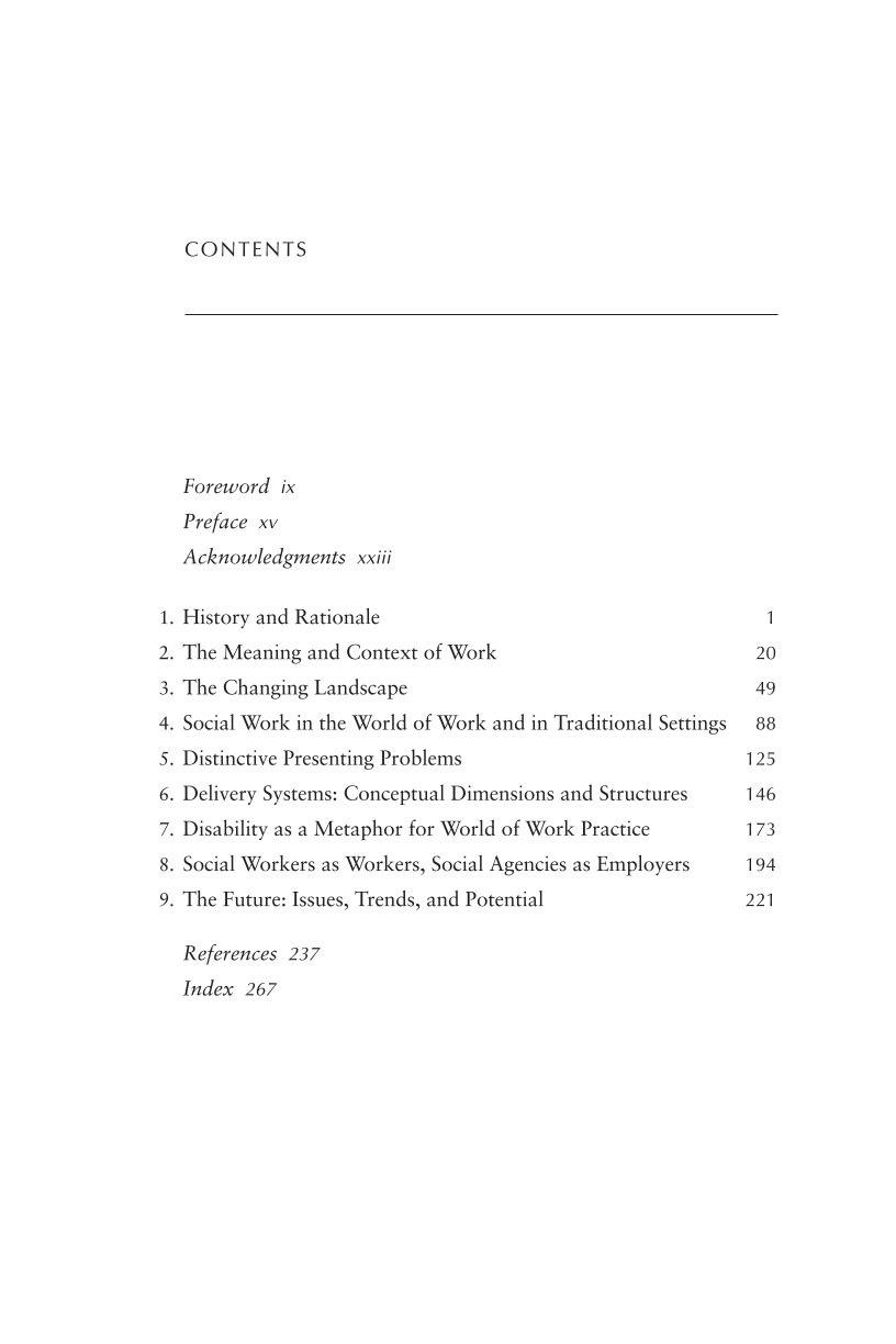 Work and the Workplace: A Resource for Innovative Policy and Practice page vii