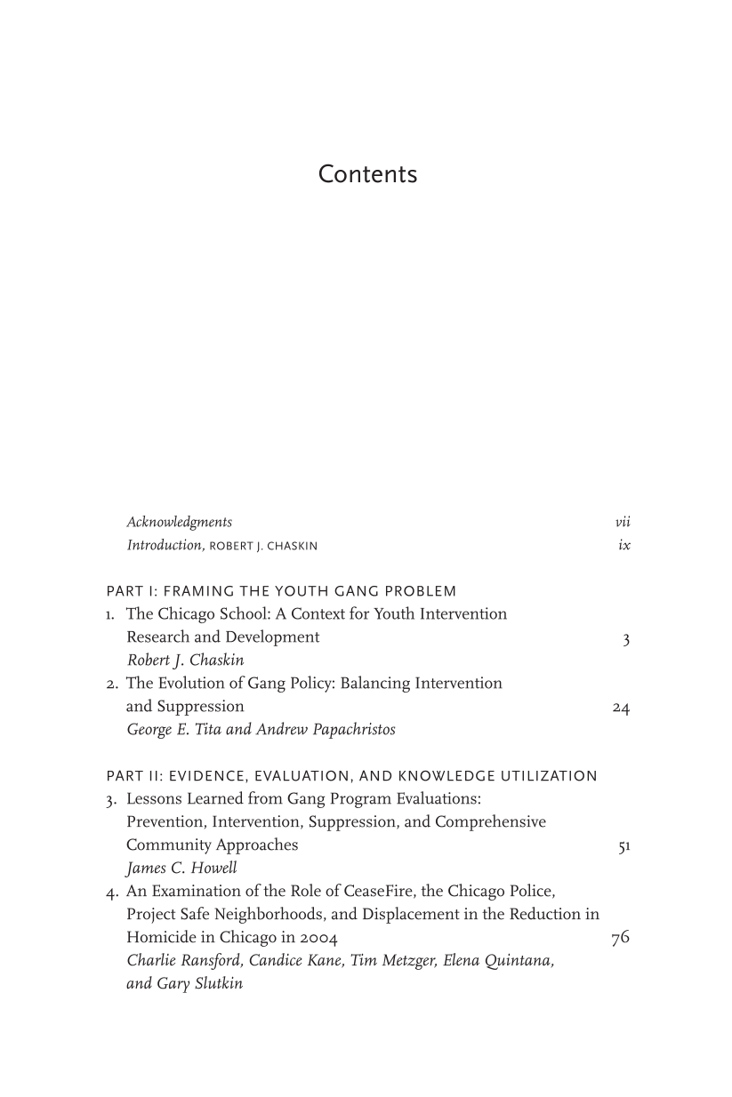 Youth Gangs and Community Intervention: Research, Practice, and Evidence page v