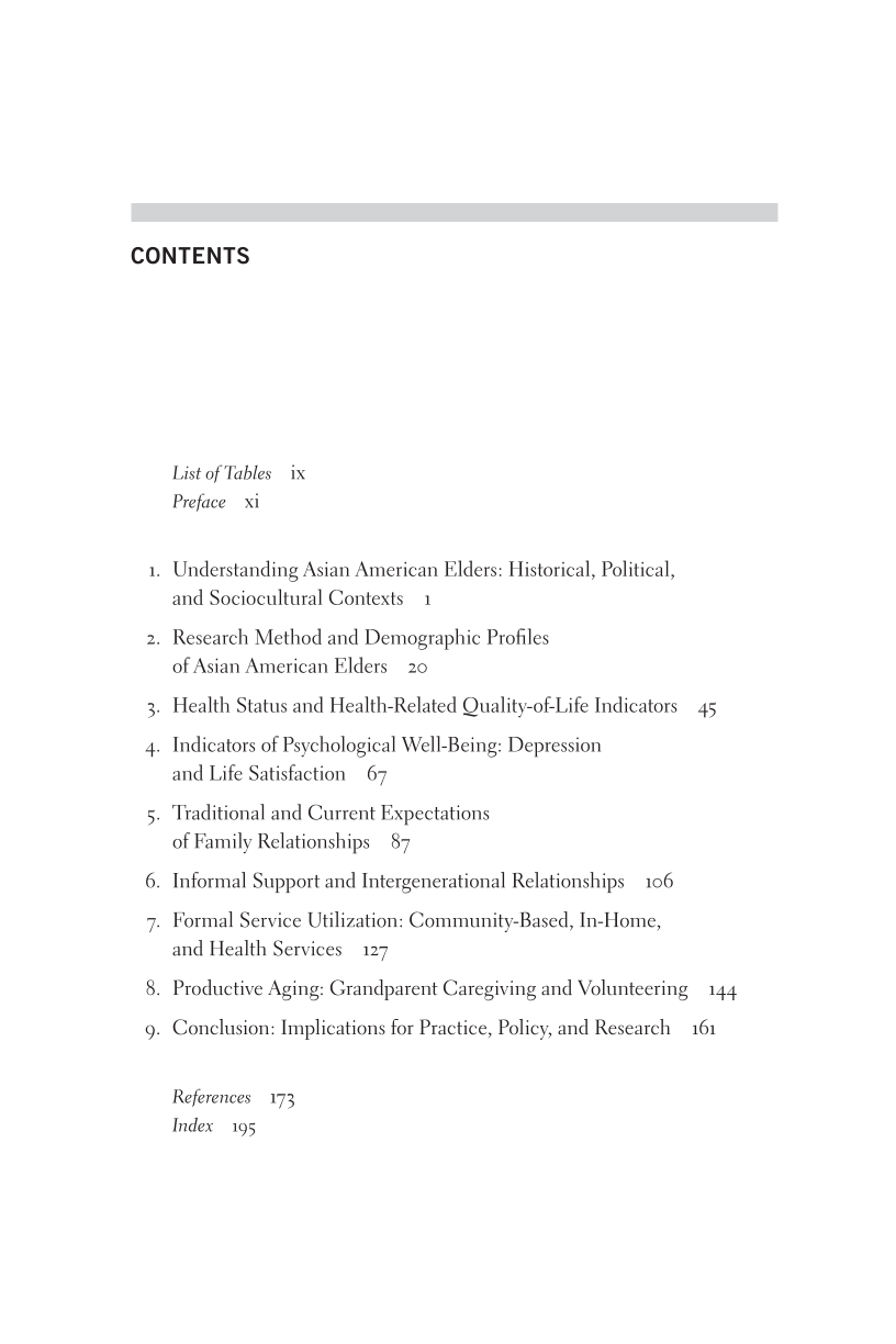 Asian American Elders in the Twenty-first Century: Key Indicators of Well-Being page vii