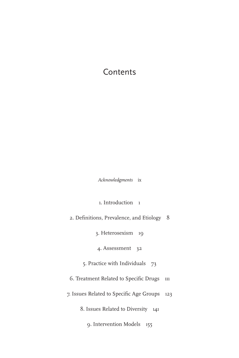 Substance Use Disorders in Lesbian, Gay, Bisexual, and Transgender Clients: Assessment and Treatment page vii