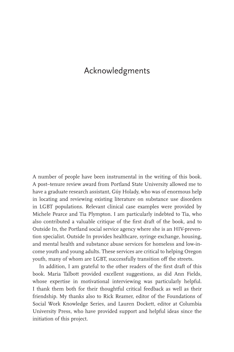 Substance Use Disorders in Lesbian, Gay, Bisexual, and Transgender Clients: Assessment and Treatment page ix