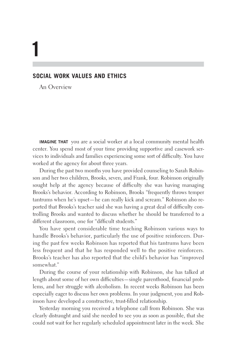 Social Work Values and Ethics, Third Edition page 1