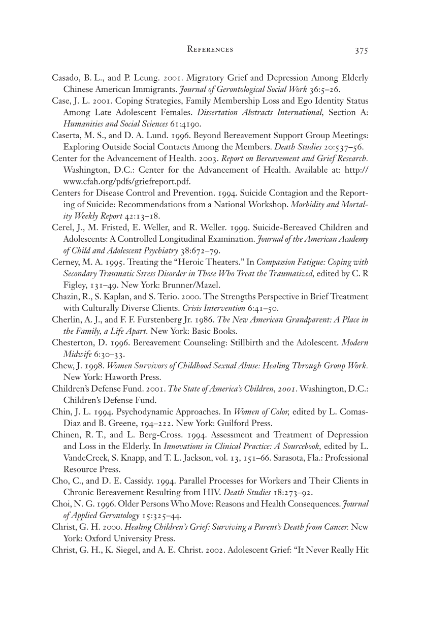 Living Through Loss: Interventions Across the Life Span page 375
