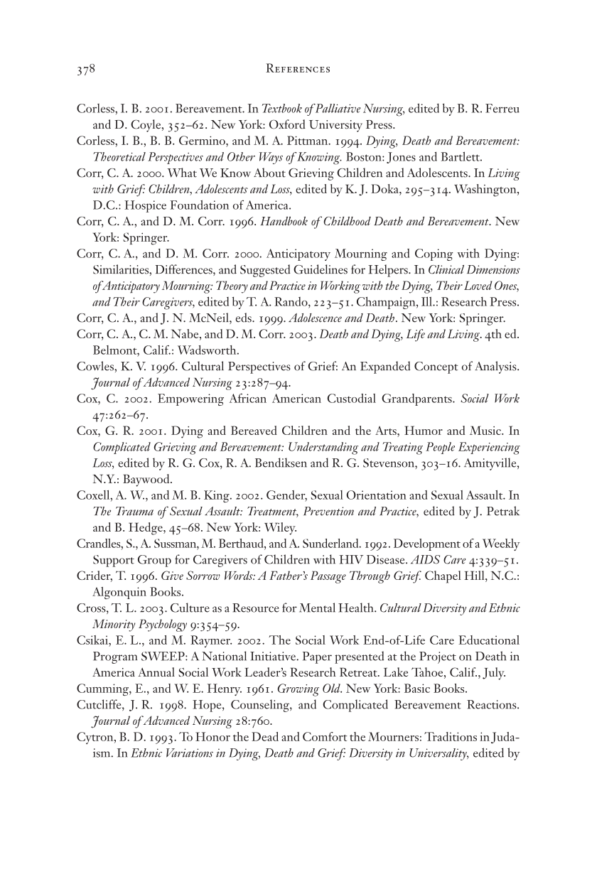 Living Through Loss: Interventions Across the Life Span page 378