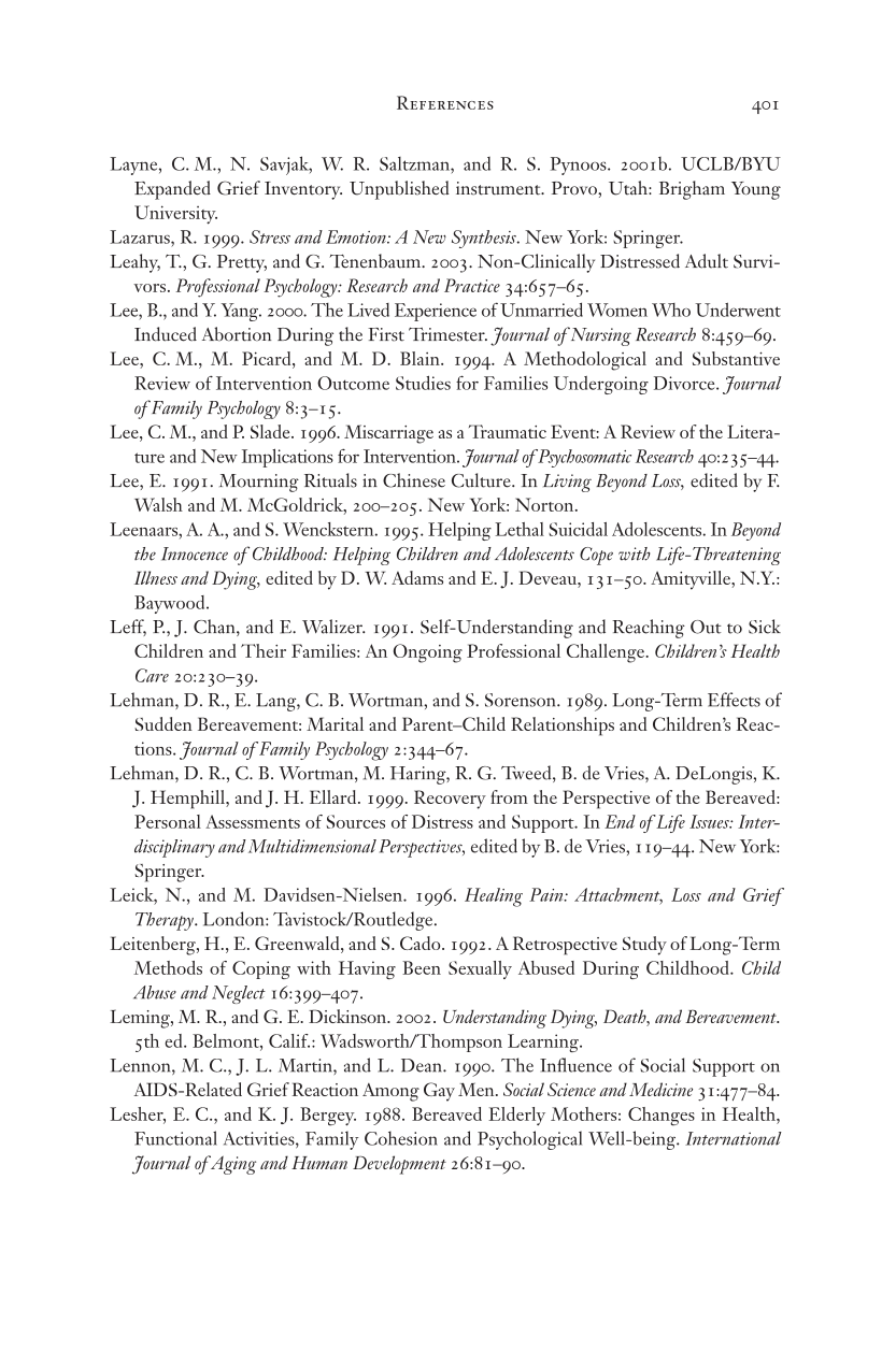 Living Through Loss: Interventions Across the Life Span page 401