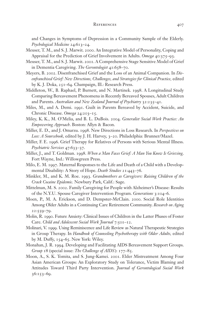Living Through Loss: Interventions Across the Life Span page 407