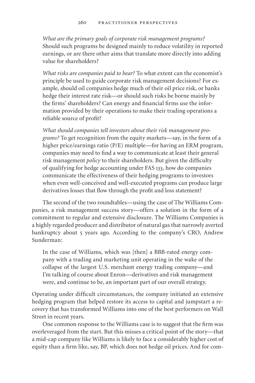 Corporate Risk Management page 260