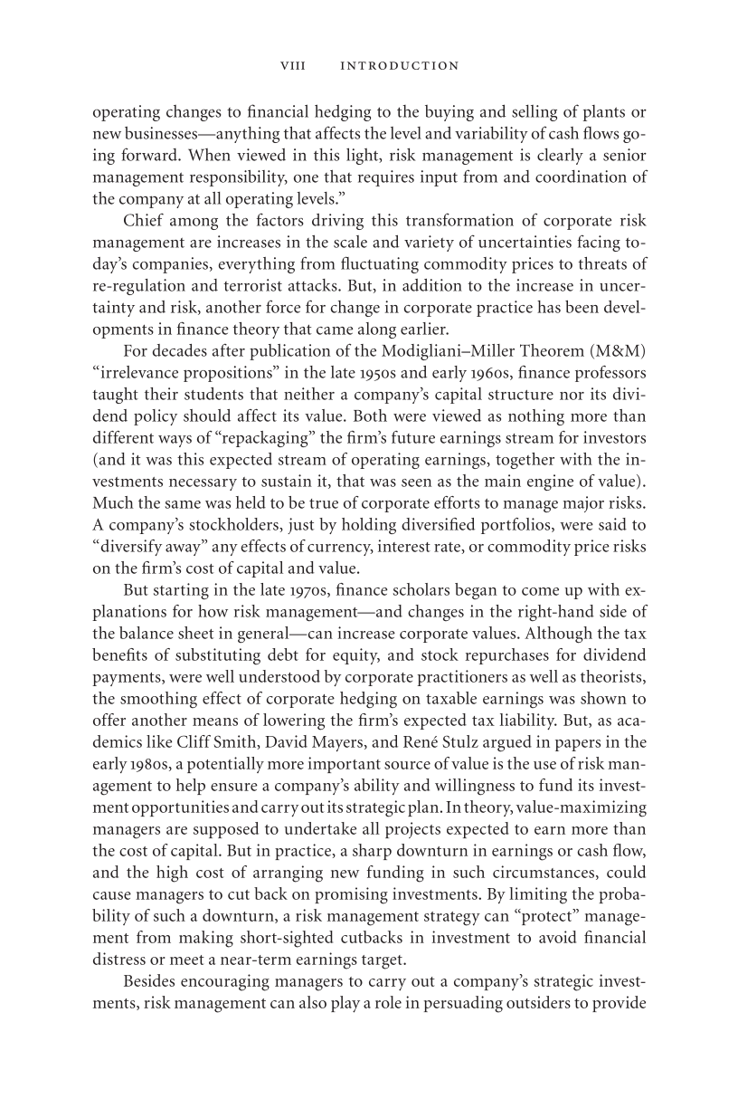 Corporate Risk Management page viii