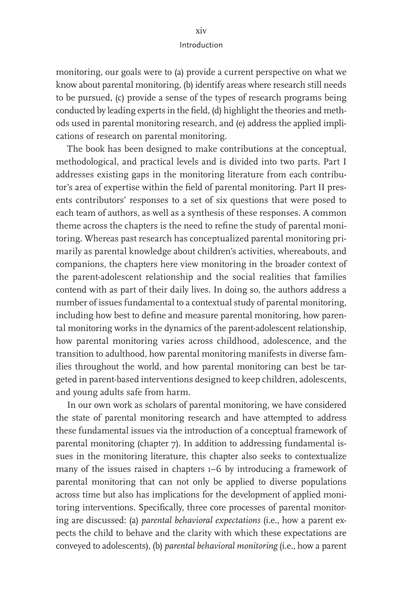 Parental Monitoring of Adolescents: Current Perspectives for Researchers and Practitioners page xiv