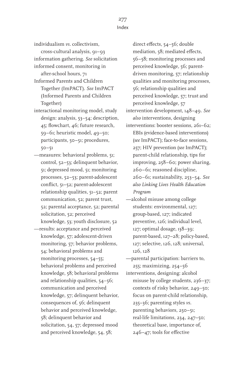 Parental Monitoring of Adolescents: Current Perspectives for Researchers and Practitioners page 277