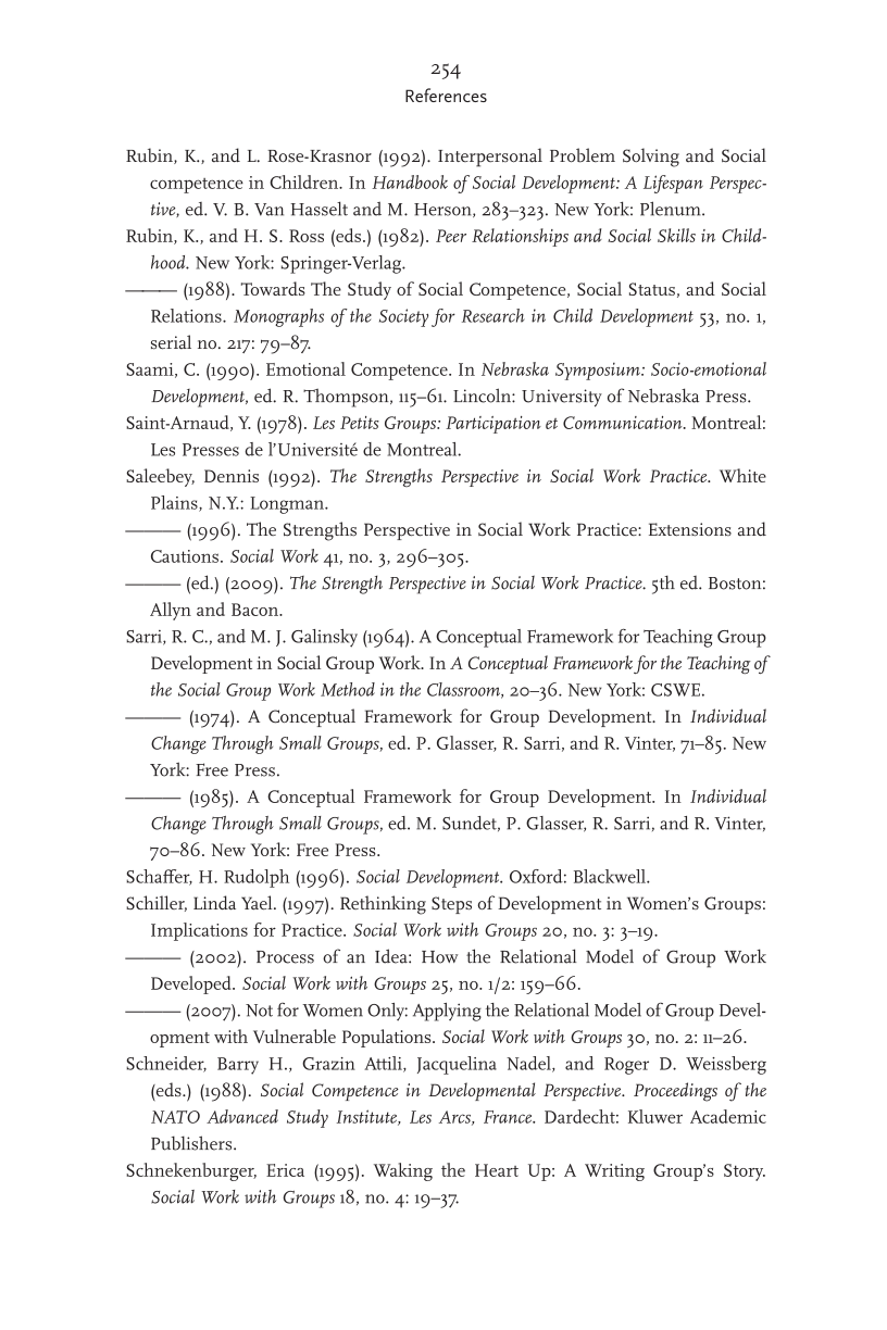 Group Work Practice to Advance Social Competence: A Specialized Methodology for Social Work page 254