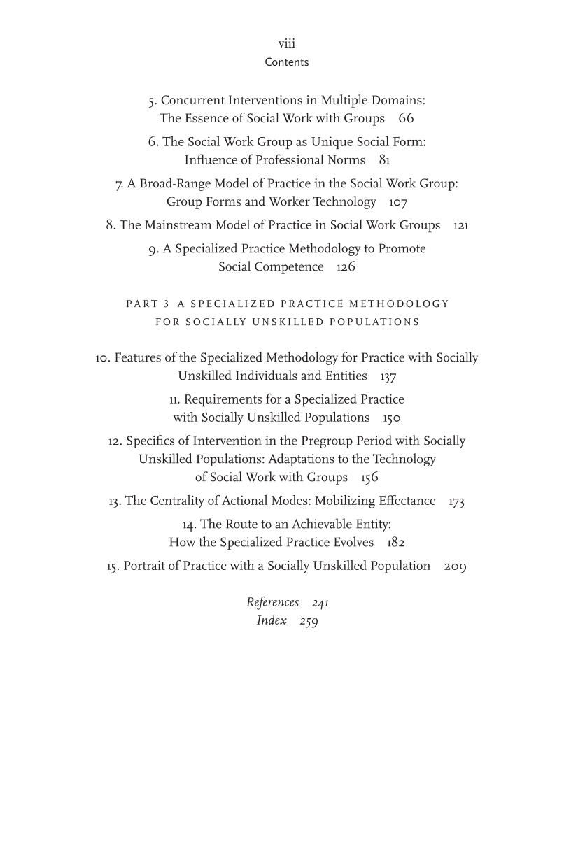 Group Work Practice to Advance Social Competence: A Specialized Methodology for Social Work page viii