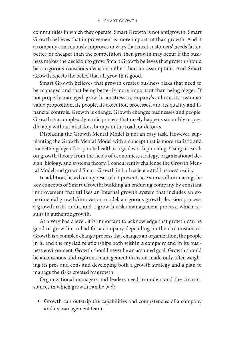 Smart Growth: Building an Enduring Business by Managing the Risks of Growth page 4
