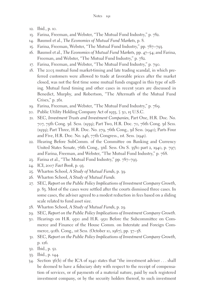 The Mutual Fund Industry: Competition and Investor Welfare page 191