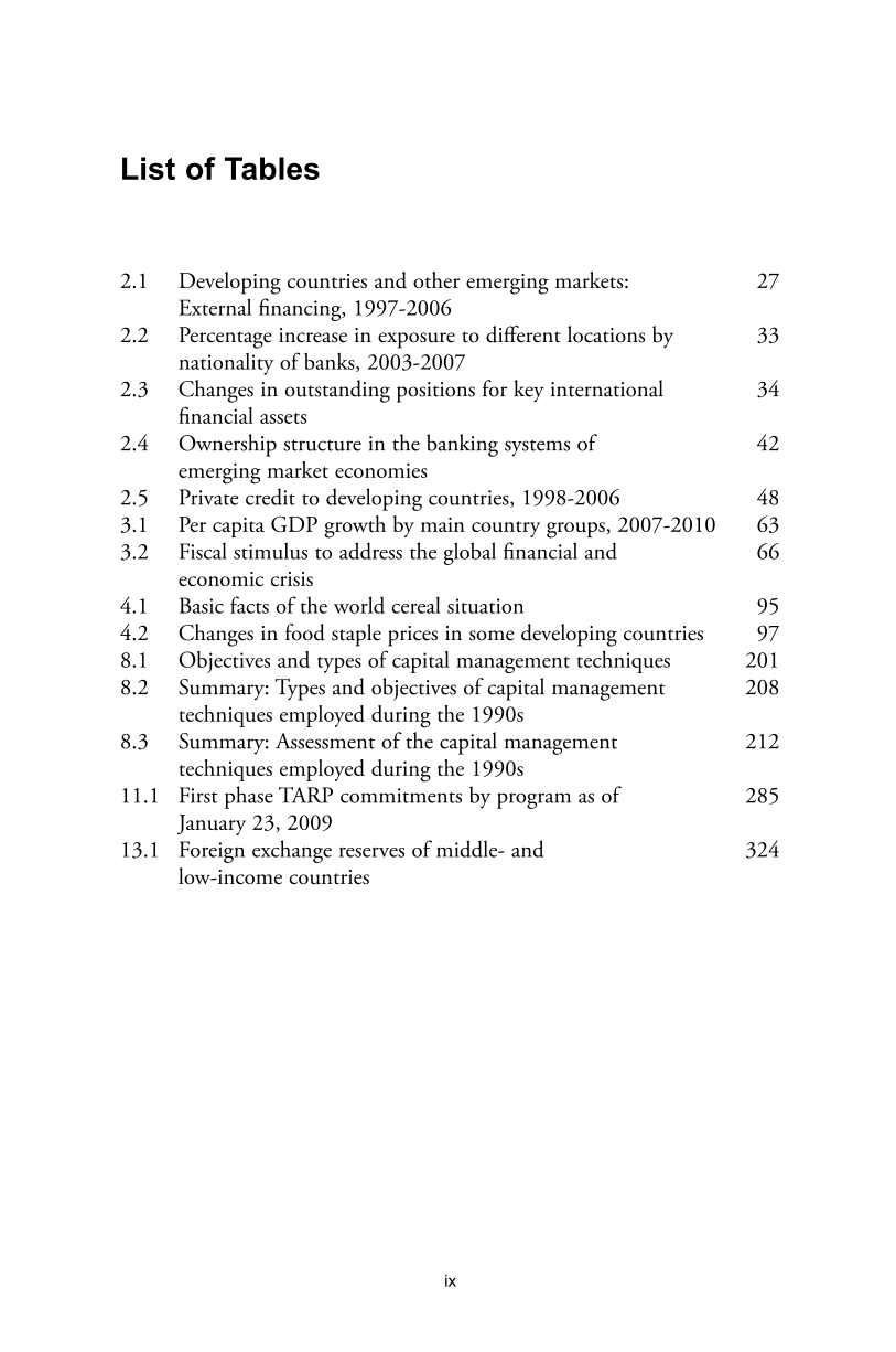 Reforming the International Financial System for Development page ix