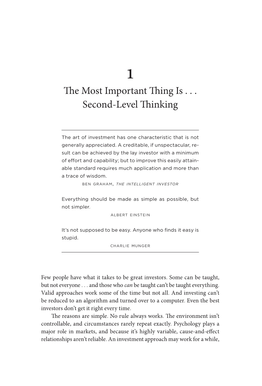 The Most Important Thing: Uncommon Sense for the Thoughtful Investor page 1