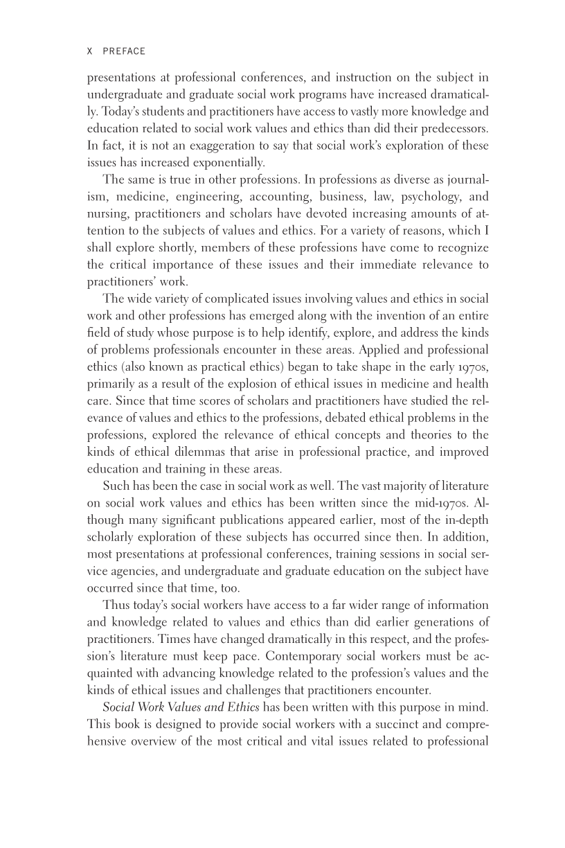 Social Work Values and Ethics, Fourth Edition page x