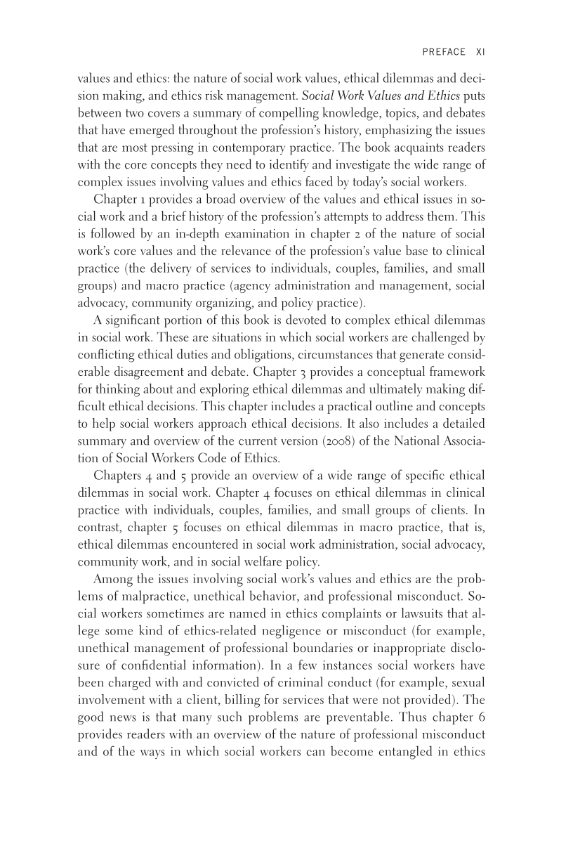 Social Work Values and Ethics, Fourth Edition page xi