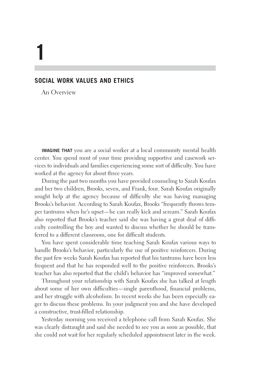 Social Work Values and Ethics, Fourth Edition page 1