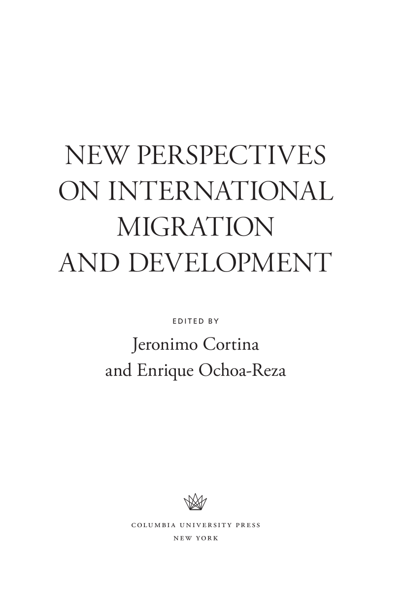 New Perspectives on International Migration and Development page iii