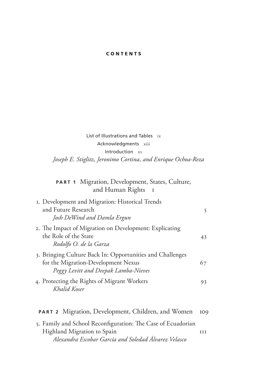 New Perspectives on International Migration and Development page vii