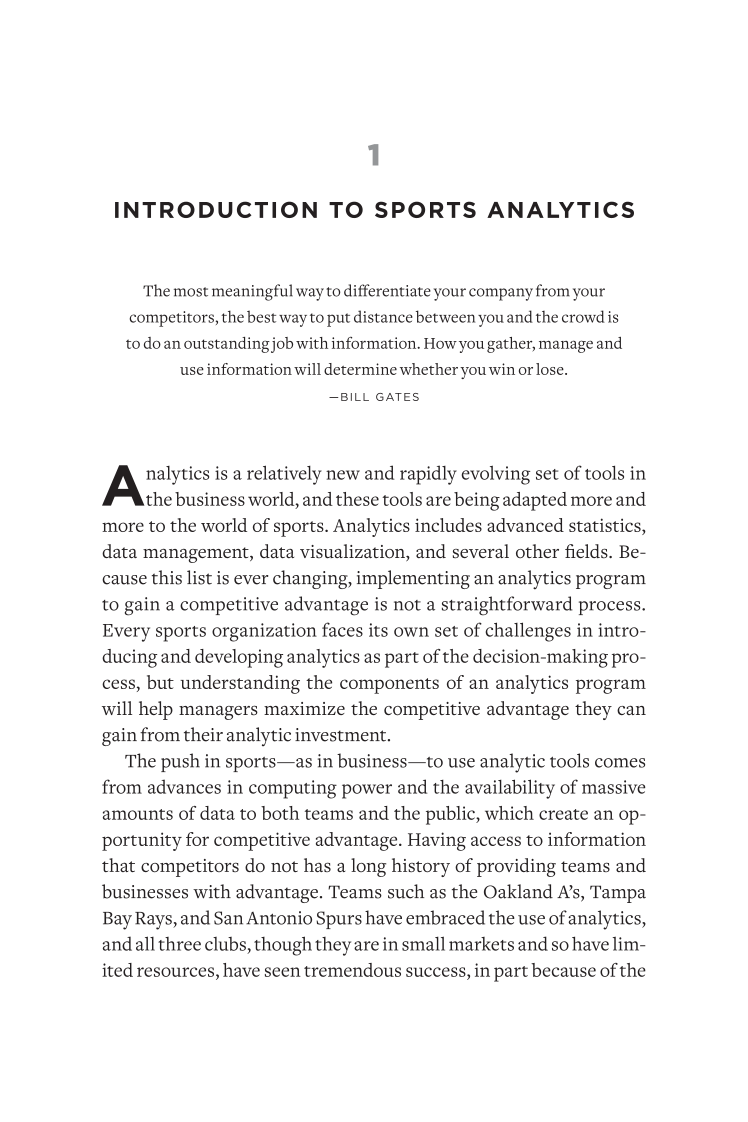 Sports Analytics: A Guide for Coaches, Managers, and Other Decision Makers page 1