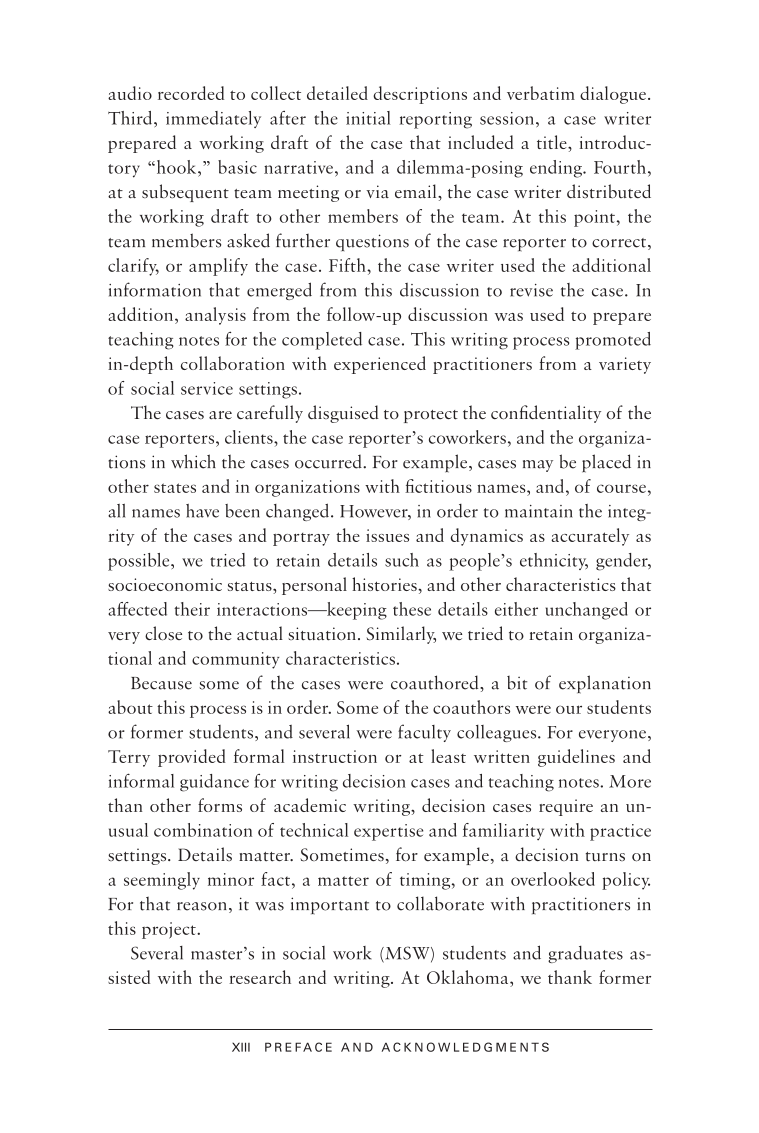 Decision Cases for Advanced Social Work Practice: Confronting Complexity page XIII