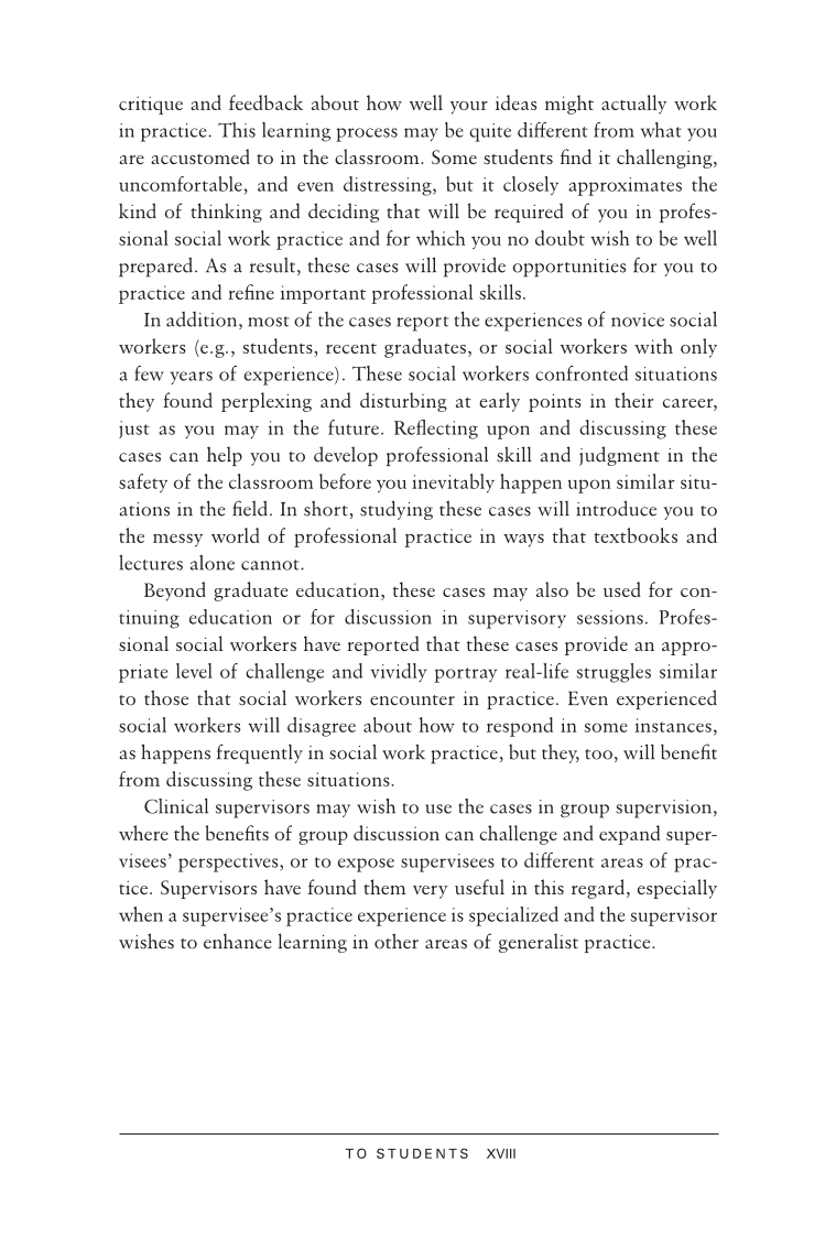 Decision Cases for Advanced Social Work Practice: Confronting Complexity page XVIII