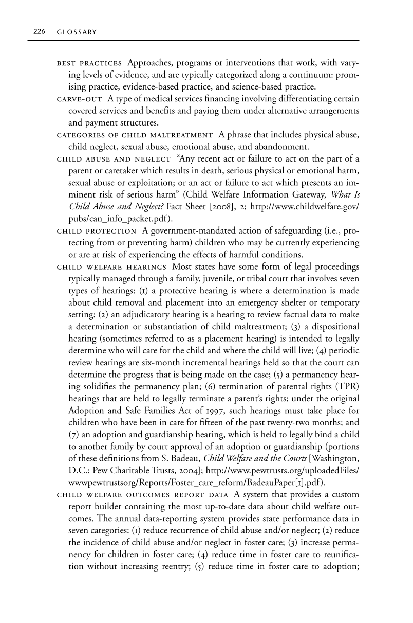 African American Children and Families in Child Welfare: Cultural Adaptation of Services page 226