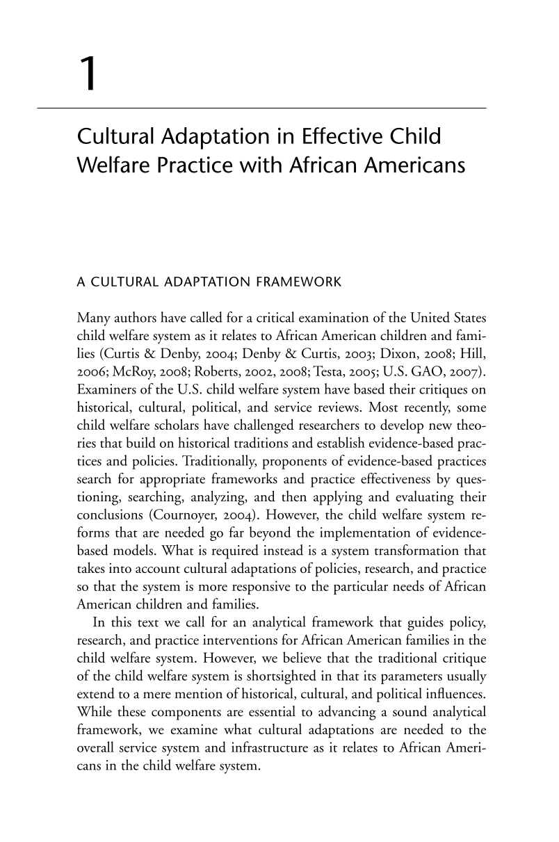 African American Children and Families in Child Welfare: Cultural Adaptation of Services page 6