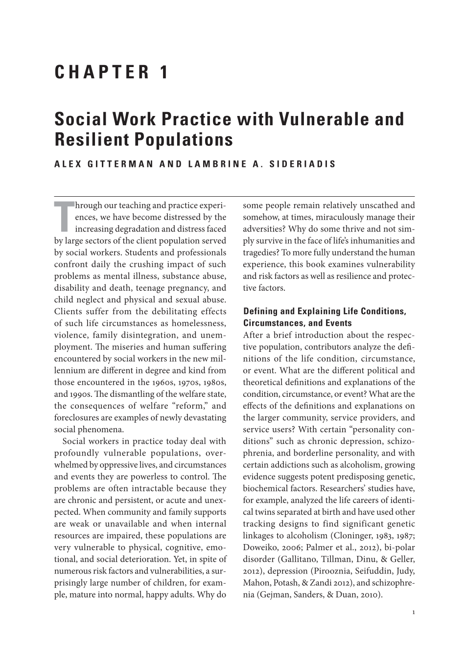 Handbook of Social Work Practice with Vulnerable and Resilient Populations, 3rd ed. page 1