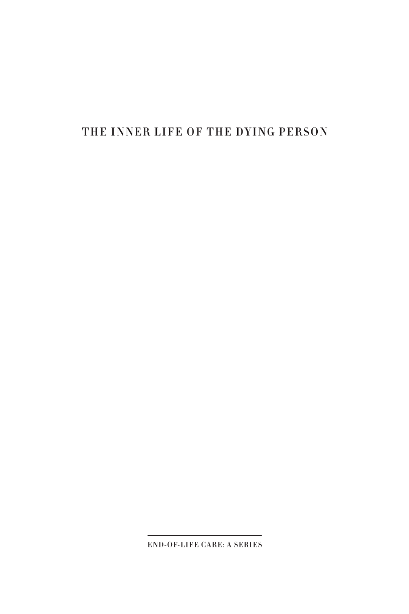 The Inner Life of the Dying Person page i