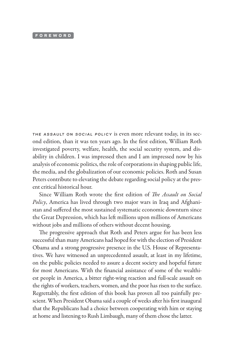 The Assault on Social Policy, second edition page ix