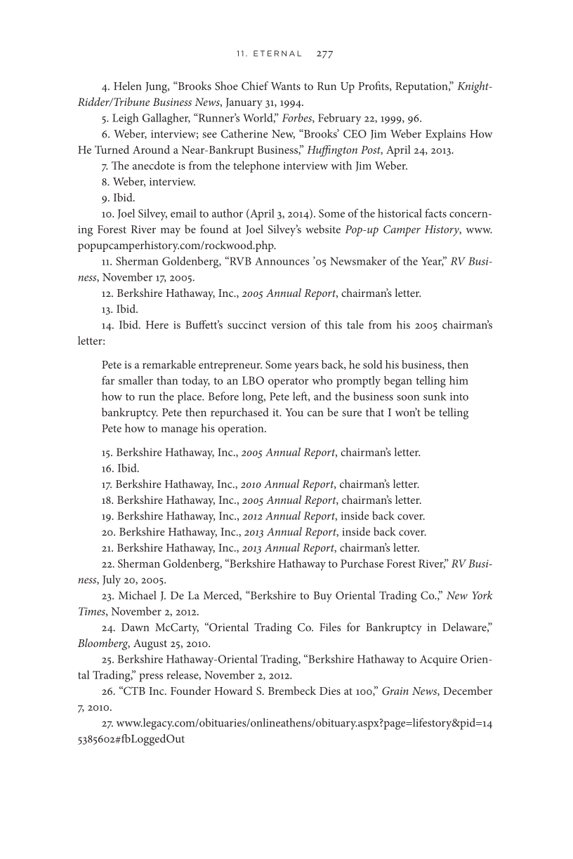 Berkshire Beyond Buffett: The Enduring Value of Values page 277