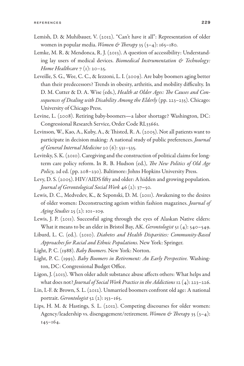 Baby Boomers of Color: Implications for Social Work Policy and Practice page 229
