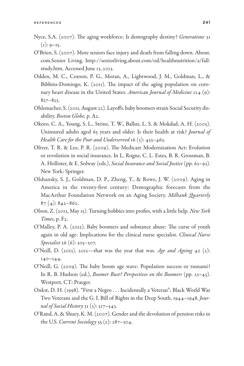 Baby Boomers of Color: Implications for Social Work Policy and Practice page 241