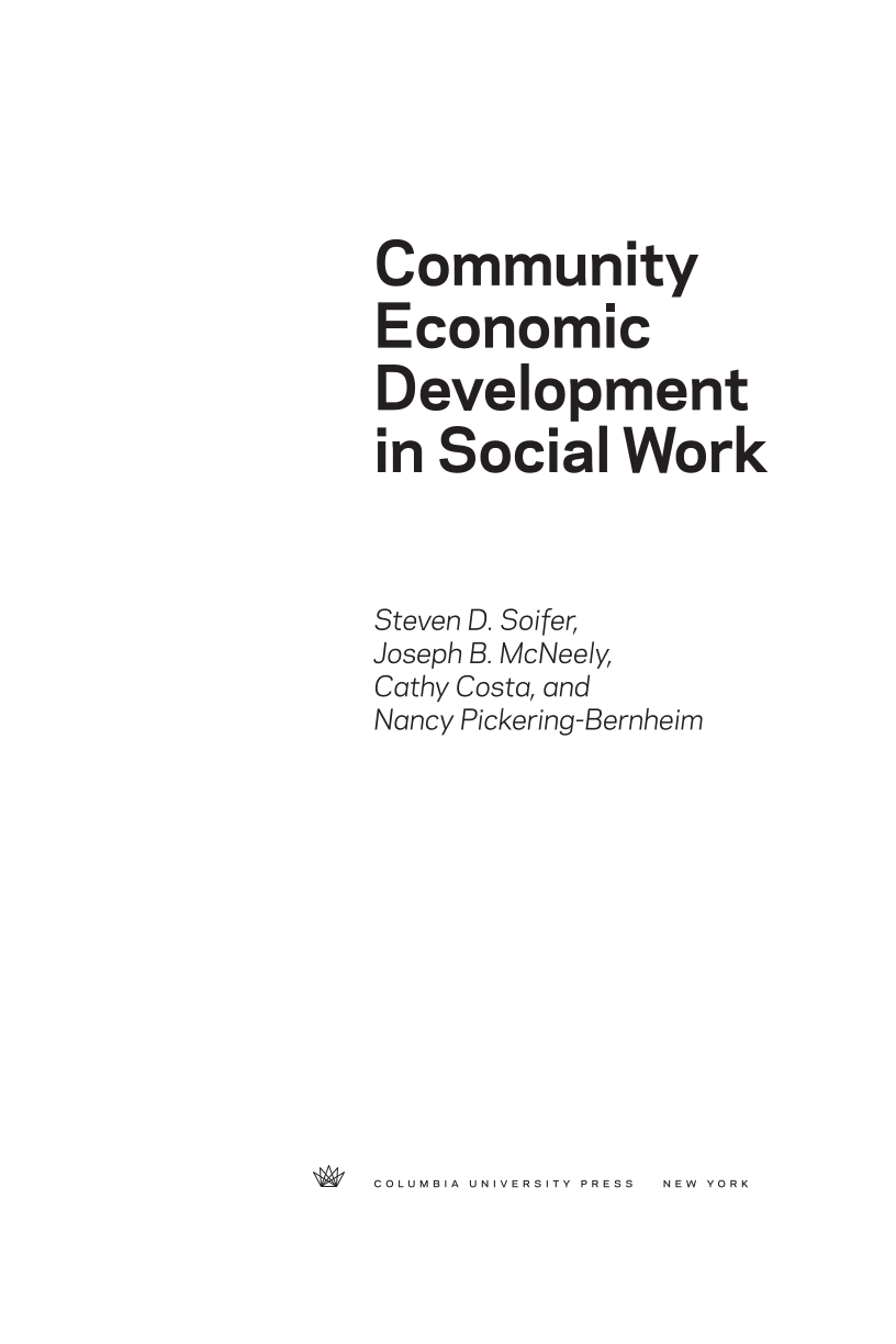Community Economic Development in Social Work page iii