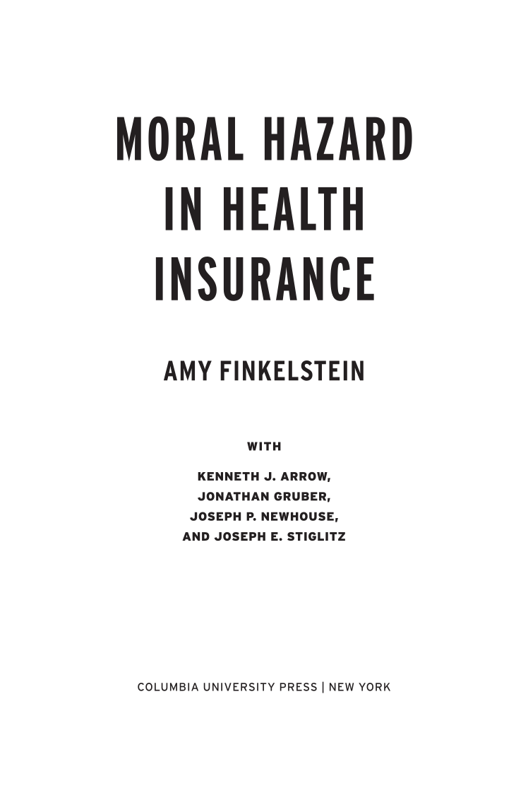Moral Hazard in Health Insurance page iii