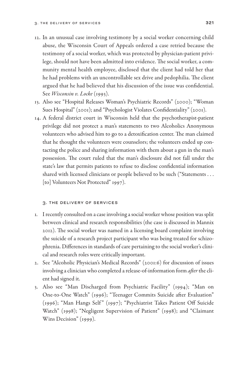 Risk Management in Social Work: Preventing Professional Malpractice, Liability, and Disciplinary Action page 321