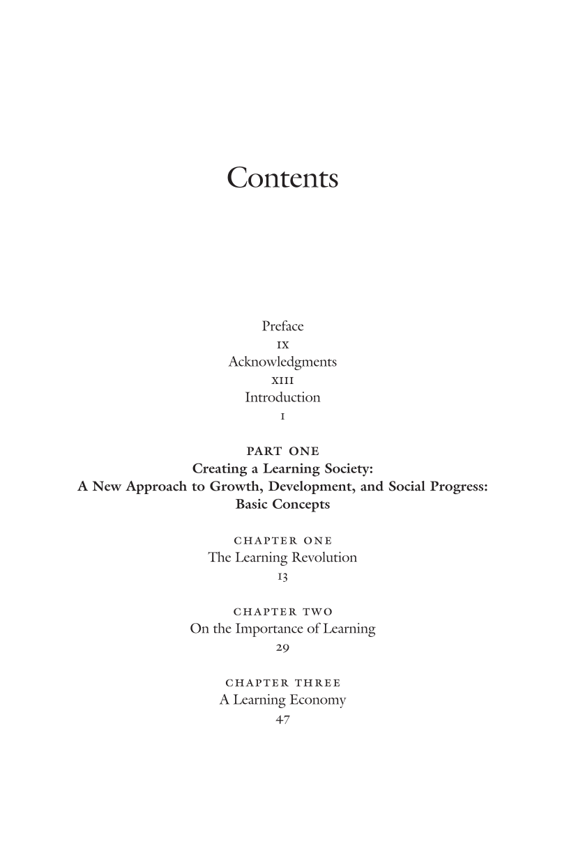 Creating a Learning Society: A New Approach to Growth, Development, and Social Progress page v
