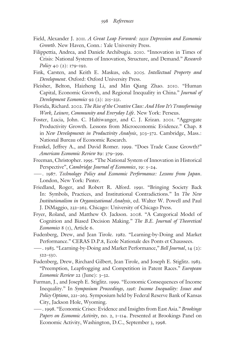 Creating a Learning Society: A New Approach to Growth, Development, and Social Progress page 598