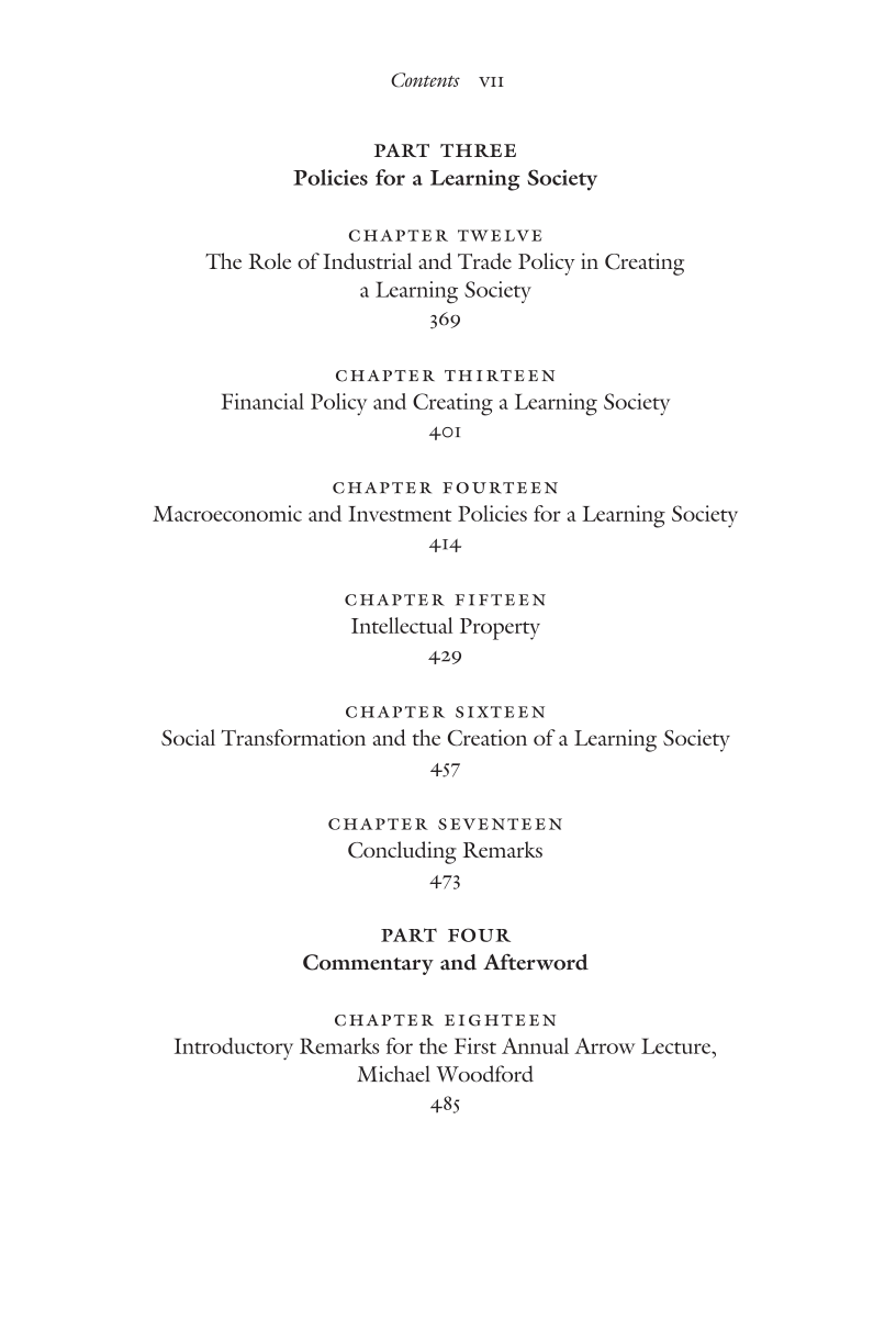 Creating a Learning Society: A New Approach to Growth, Development, and Social Progress page vii