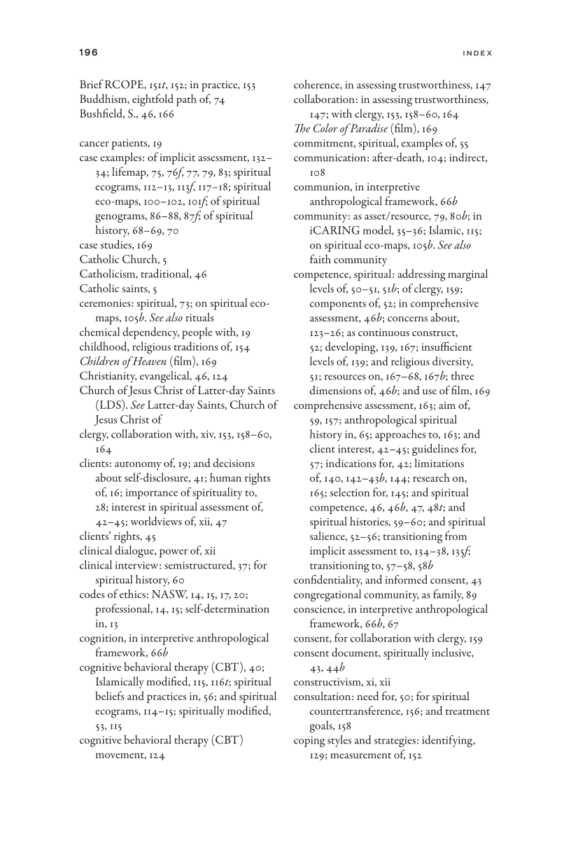 Spiritual Assessment in Social Work and Mental Health Practice page 196