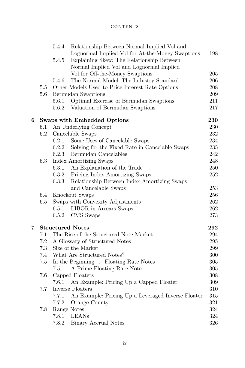 Interest Rate Swaps and Other Derivatives page ix