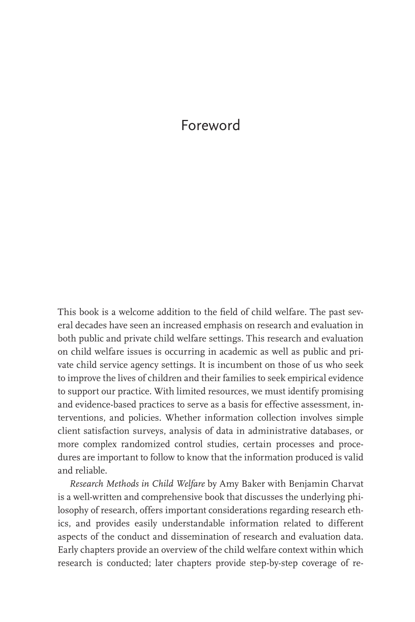 Research Methods in Child Welfare page xi