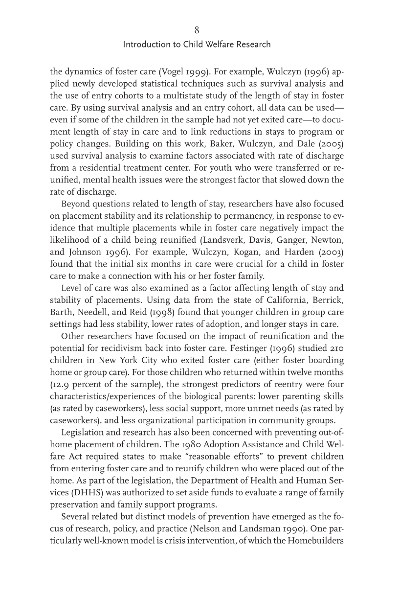 Research Methods in Child Welfare page 8
